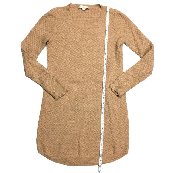 LOFT Sweater Dress Camel Hair Blend Long Sleeve Women's S Tan Modest Crewneck - Picture 6 of 9